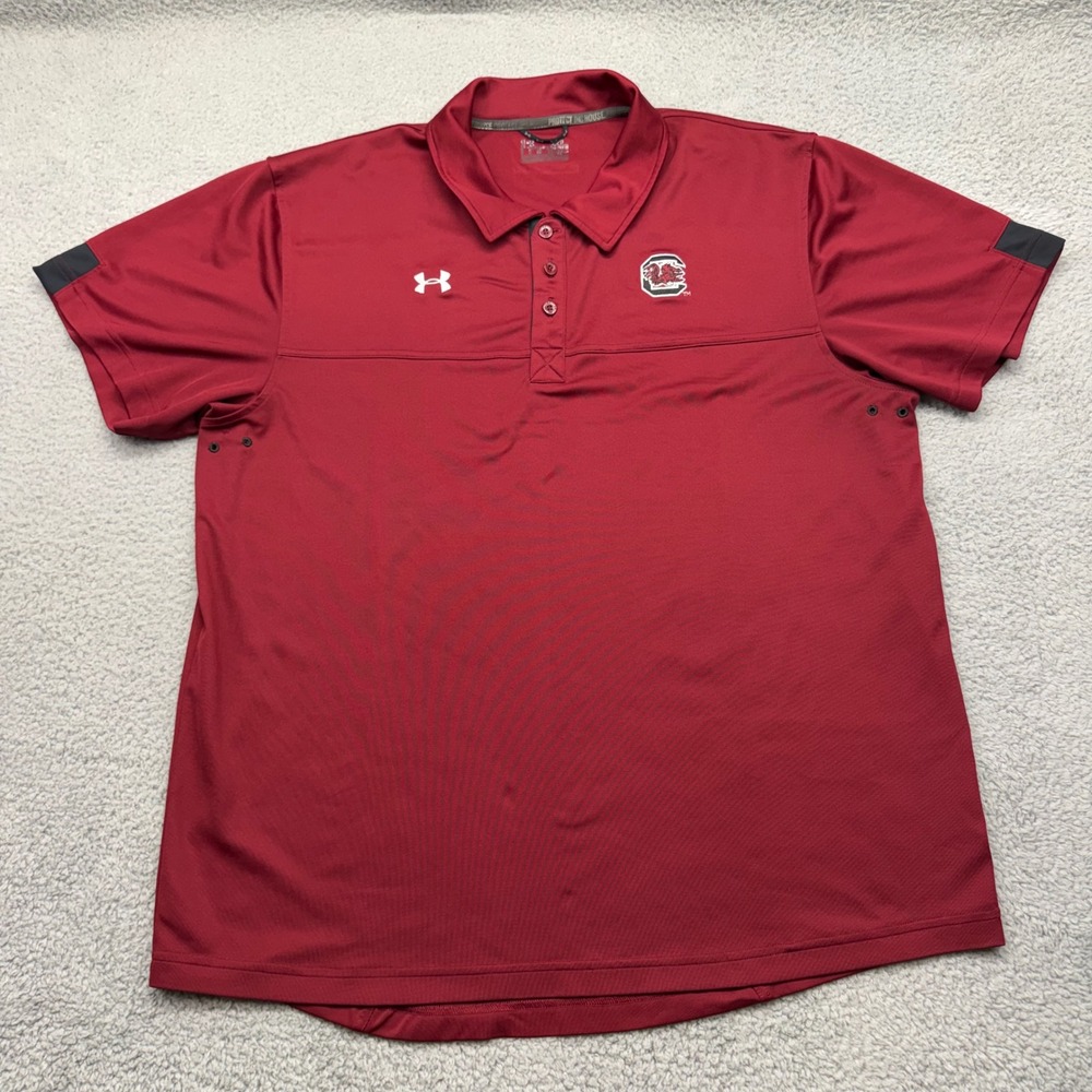 Under Armour UM8118 Mens Size XL Garnet South Carolina Gamecocks Polo Golf Shirt
